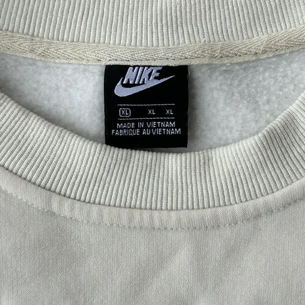 Vtg 90s Nike Crewneck Sweatshirt Mens XL Spellout Logo Swoosh White Embroidered